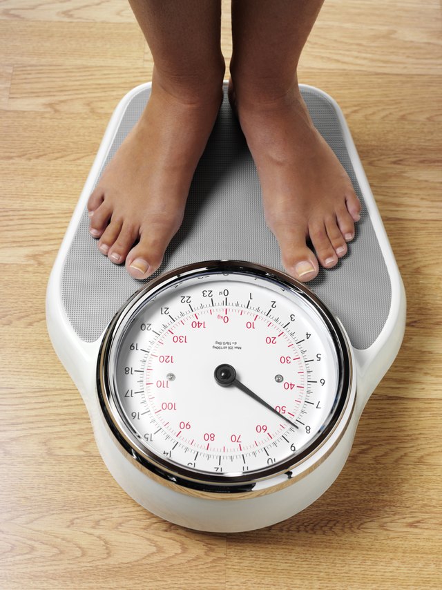 Woman on bathroom scale