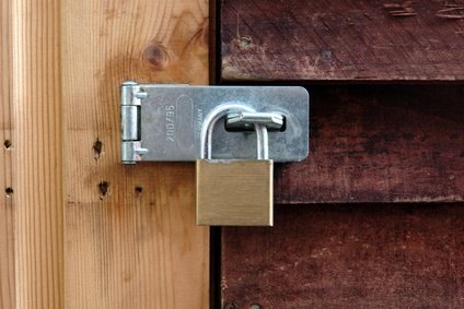 Lock away your pool chemicals for safety.(shed padlock image by Nancy 