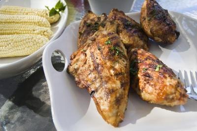 Dinner choices can include chicken breast, steak, pork chops, shrimp or other meat.