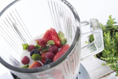 fruit in blender