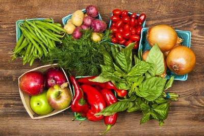 Fruits and vegetables from a farmers market