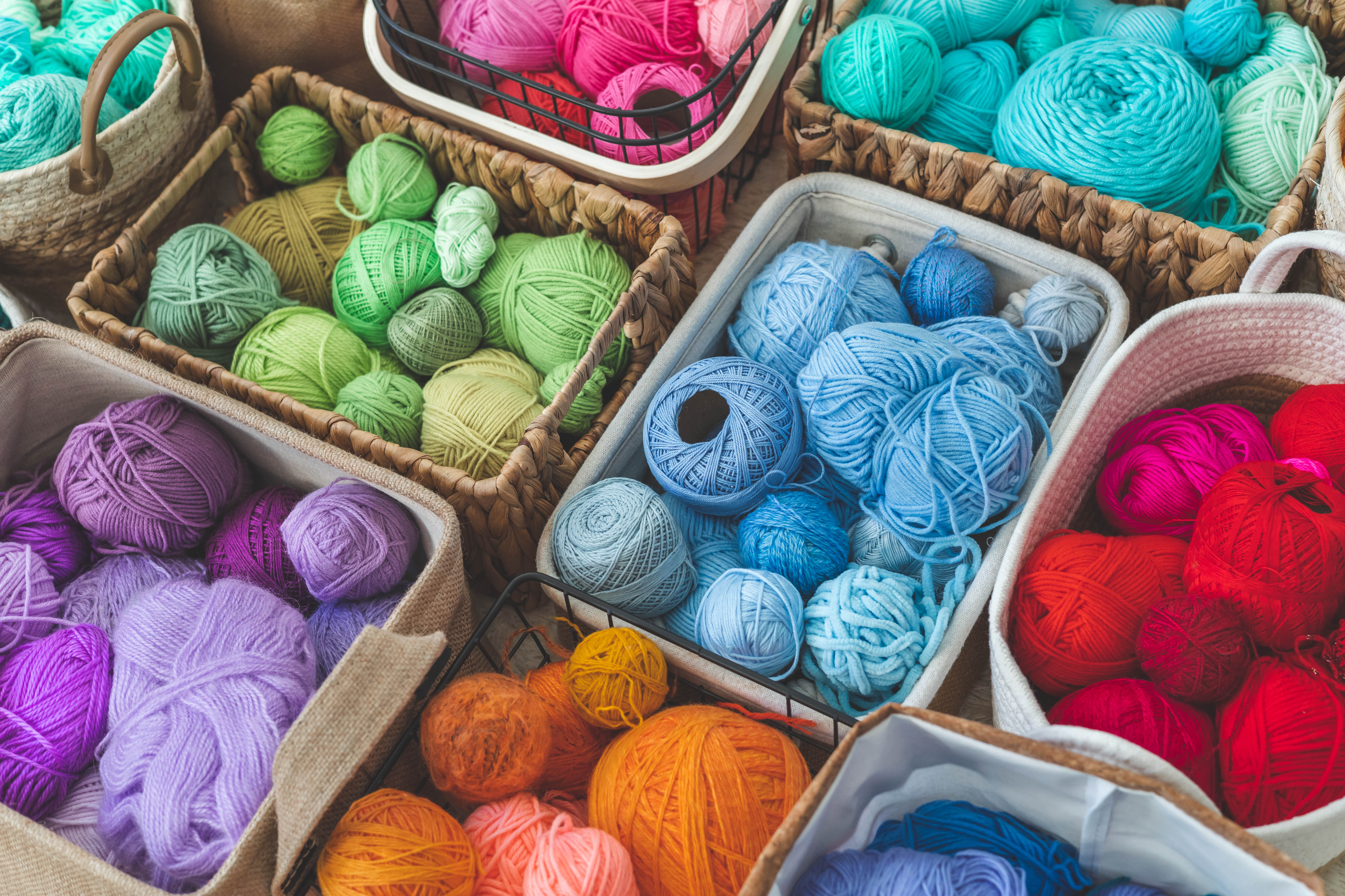 Basket Full Of Multicolored Wool Yarn High-Res Stock Photo - Getty Images