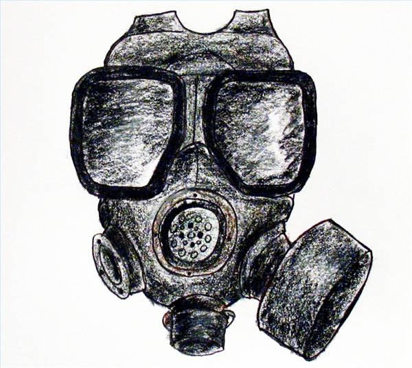 how to draw a skull with a gas mask