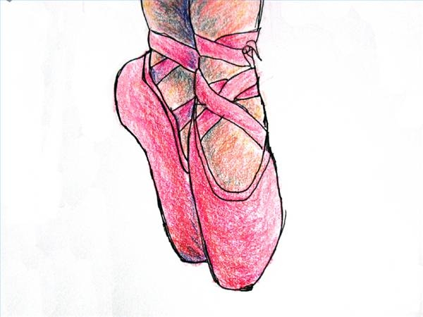 Hand drawn sketch Feet in shoes of ballet class Ballerina in pointe in a  pose on one leg Illustration drawn with pencil in a realistic technique  Stock Illustration  Adobe Stock