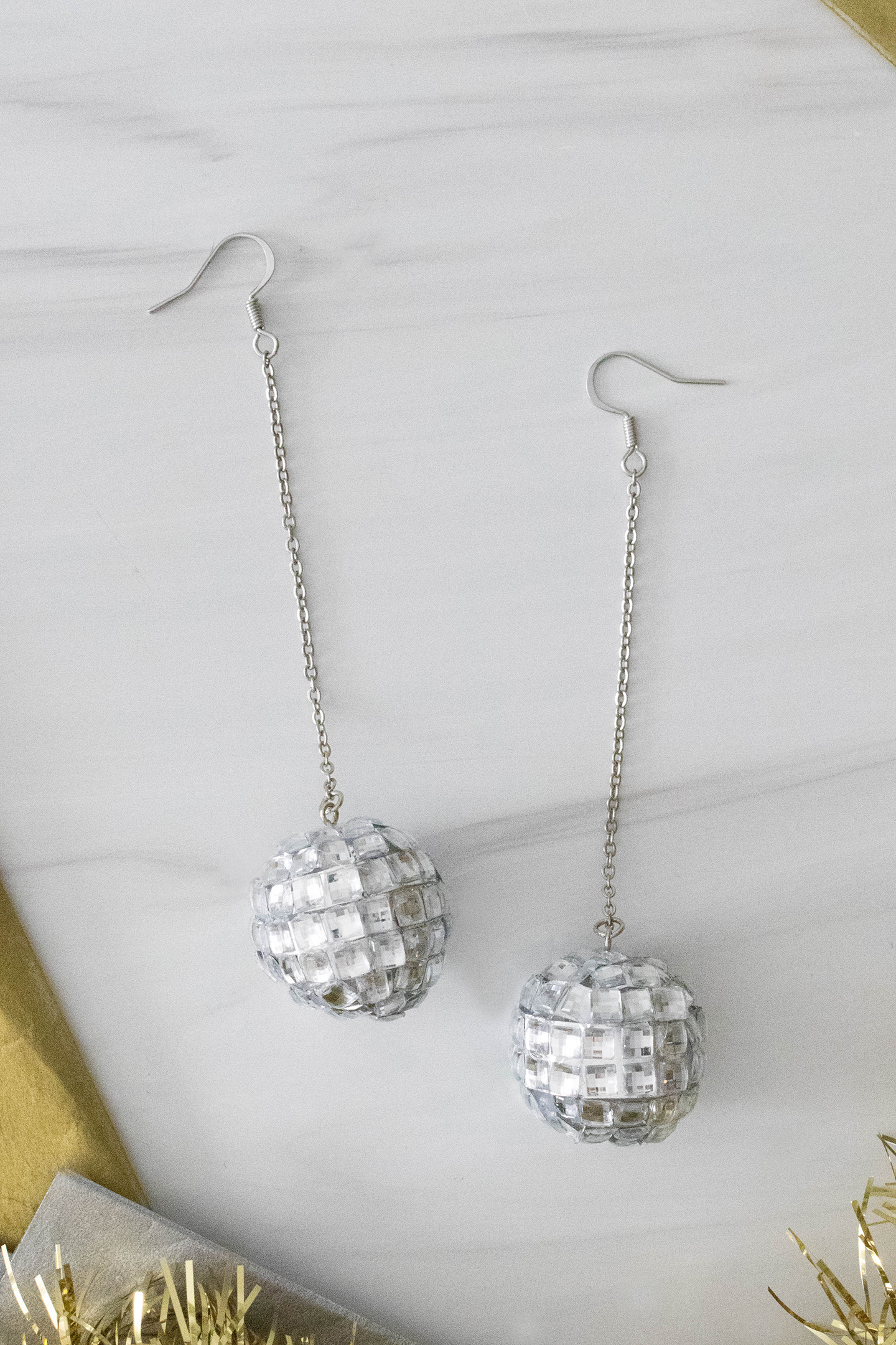 Red 3-Tier Disco Ball Drop Earrings - EAR4034RD