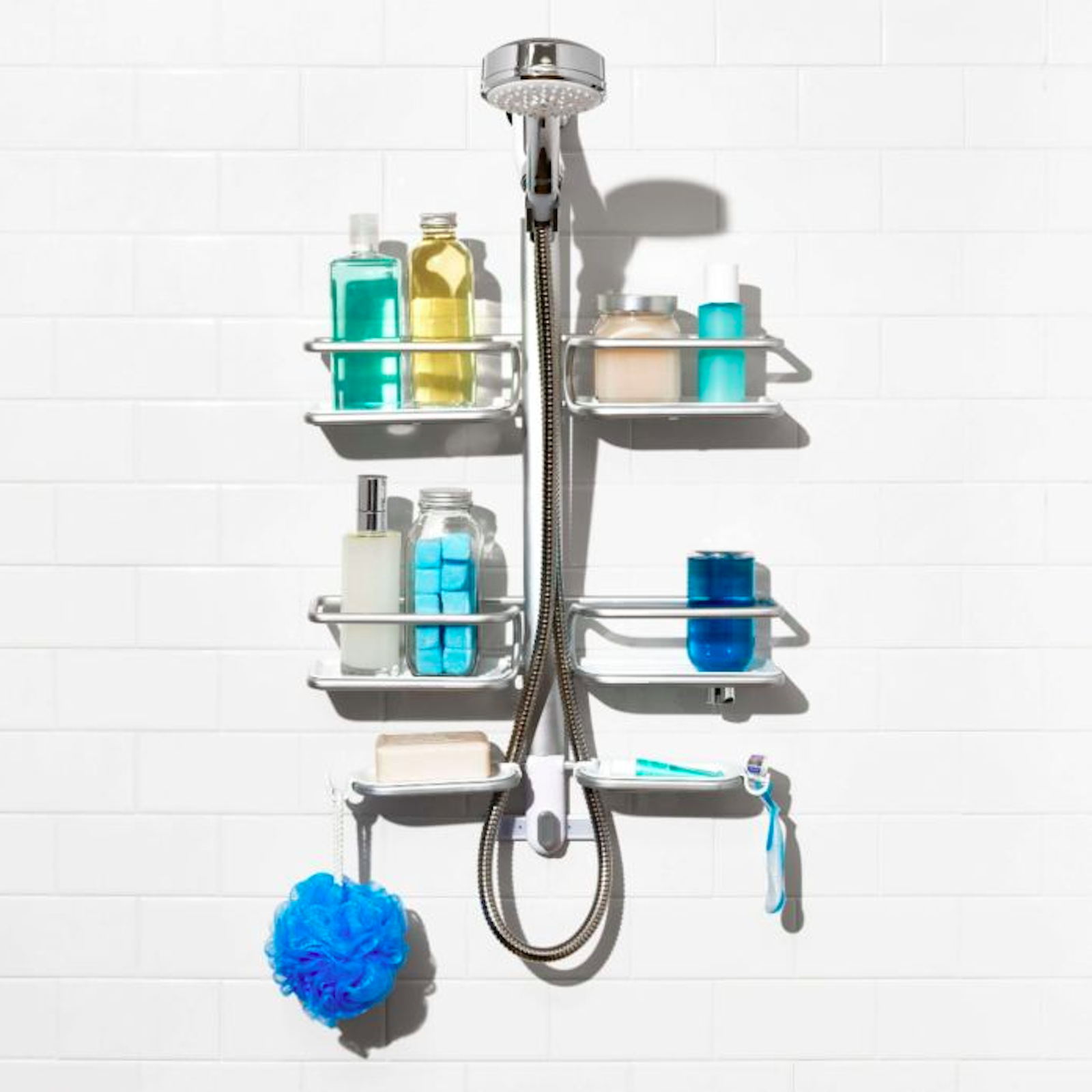 Shower Caddy Hanging over Shower Head Small Rust Roof Shower