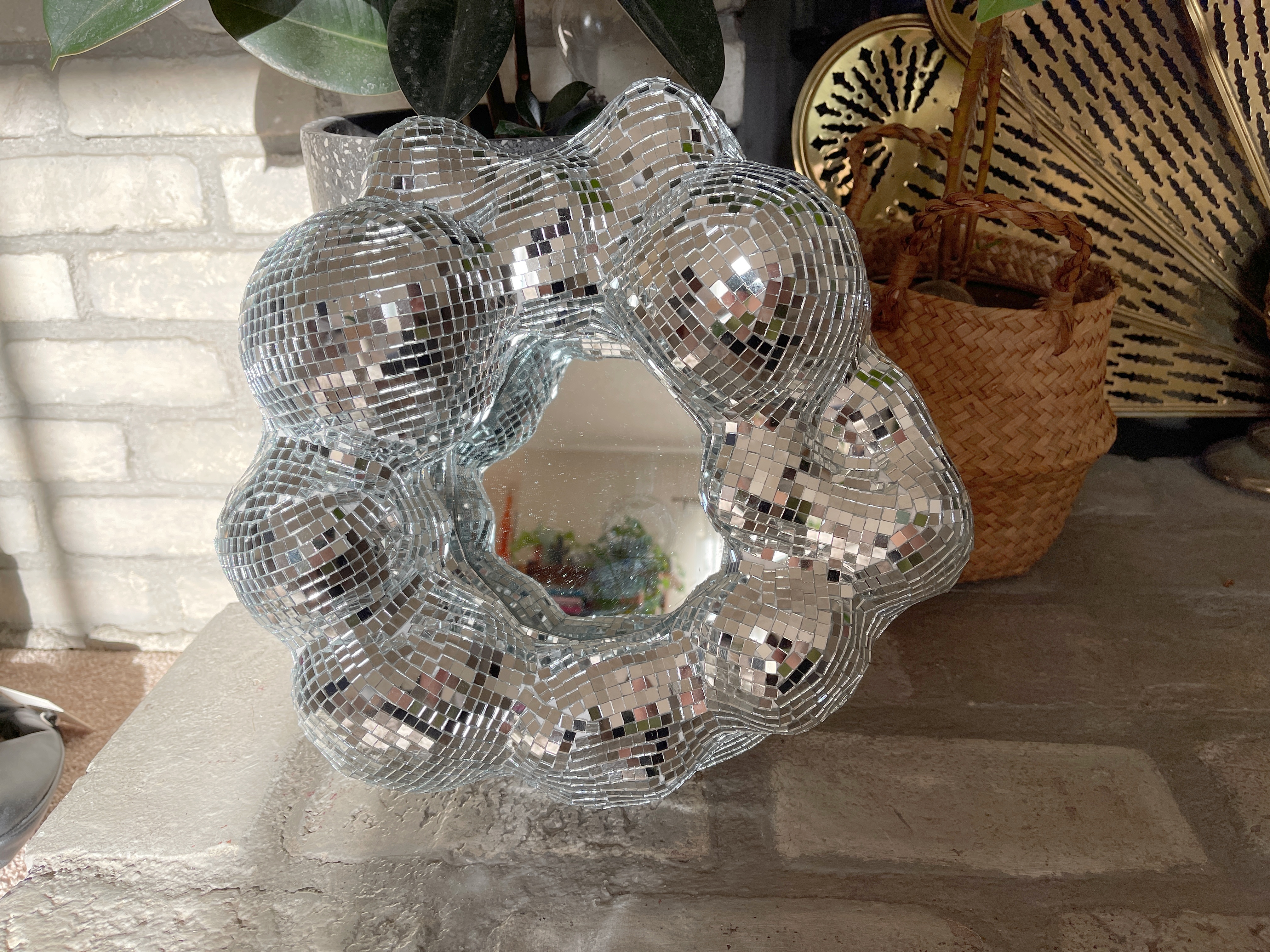 How to Make a Disco Ball Vase, with mirror tiles; As Seen on