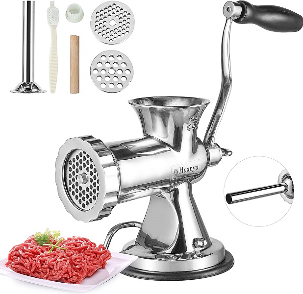Manual Meat Grinder - Mincer w 2 Stainless Steel Plates, Sausage  Attachment, Press, Heavy Duty Suction Base and Dishwasher Safe Design- Make  Homemade