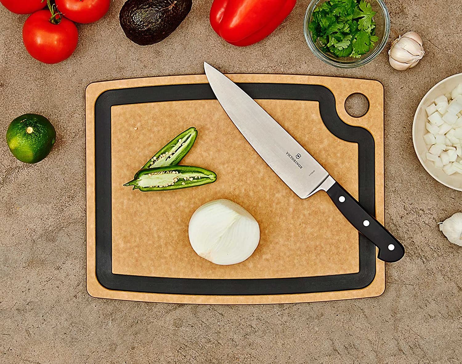 Fortune Candy Wood Fiber Cutting Board, 17.3 x 12.8 inch, Eco-Friendly, Knife-Friendly, Non-Slip Silicone Feet, Juice Groove, Dishwasher Safe,BPA-Free