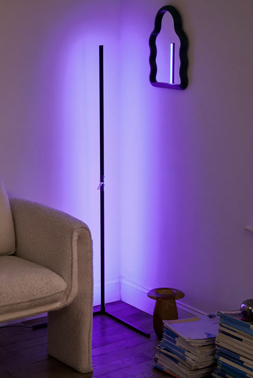 RGB Corner Floor Lamp, Lamp,Lit Lamp,55'' Minimalist Led Metal Corner Light  for Living Room,RGB Lamp for Gaming Room,Remote Control, Black