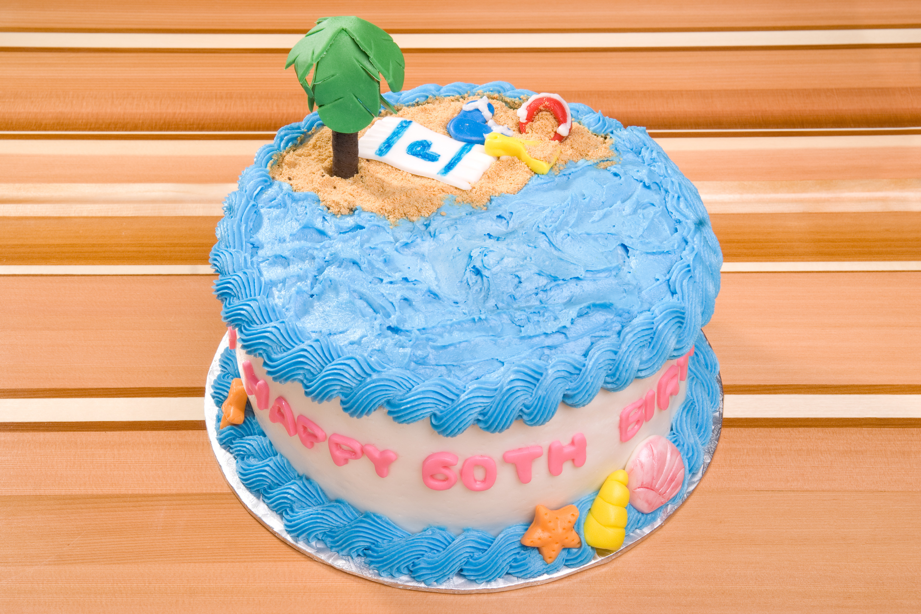 Beach Themed Cake with Paddle Board  Decorated Cake by  CakesDecor