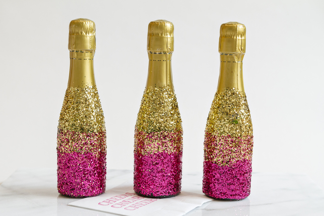 Learn How To Glitter Champagne Bottles - the right way!