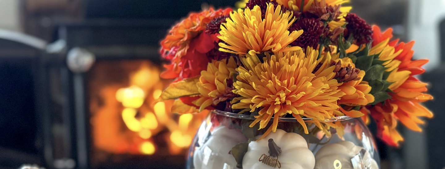 Floral centerpiece for fall or Thanksgiving by Beth Huntington