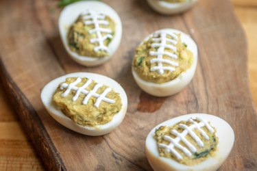How to Make Guacamole Deviled Egg Footballs