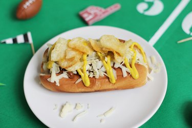 Hot dog garnished with Cape Cod kettle chips
