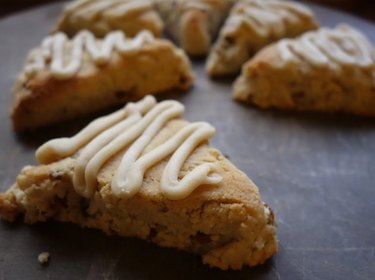 Scones drizzled with maple topping