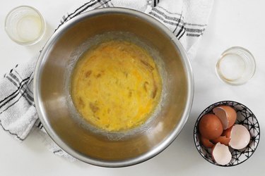 Combine eggs, butter and vanilla