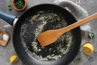 Melt butter and cook garlic