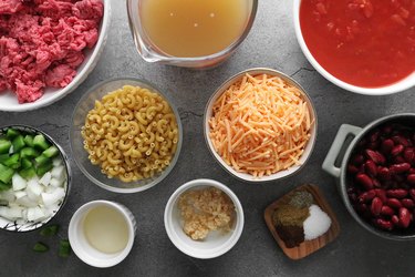 Ingredients for Instant Pot chili mac and cheese