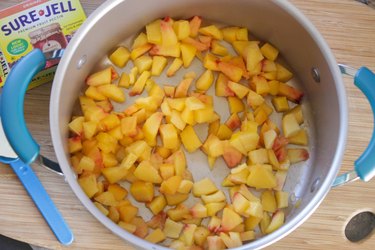 A pot of diced peaches