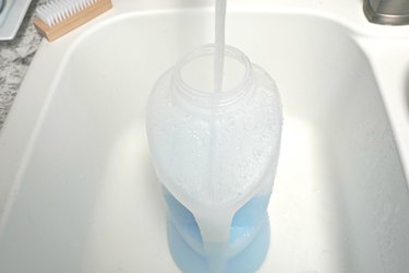 Adding water to a homemade carpet cleaning solution