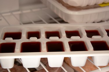 An image of wine being frozen in an ice tray.