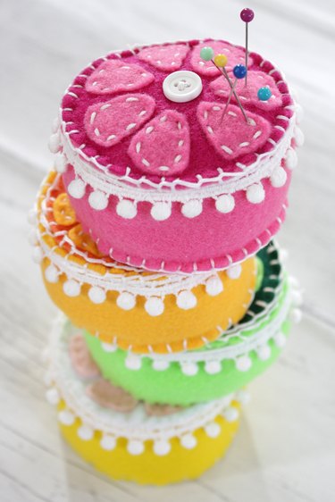 Give one of your hardest working sewing tools the presentation they deserve with a bright handmade pin cushion.