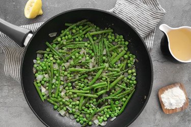 Add asparagus and peas