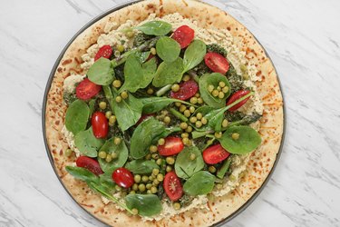 Vegan spring garden pizza