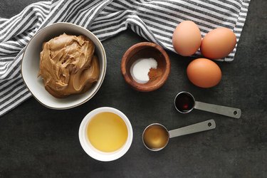 Ingredients for peanut butter bread