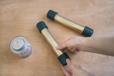 Gluing cap to other end of PVC pipe