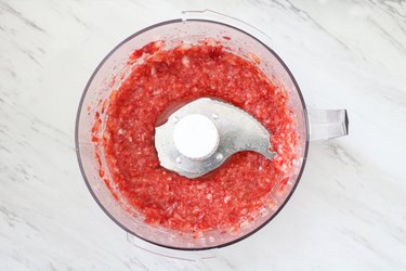 Blend strawberries and sugar