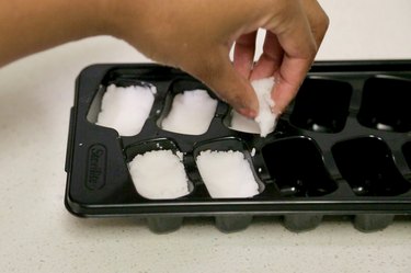 fill ice tray with mixture