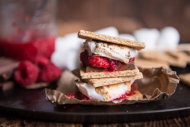 Unconventional s'mores made with added raspberries