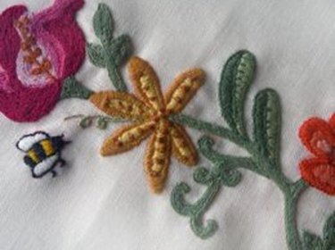 Closeup of floral embroidery