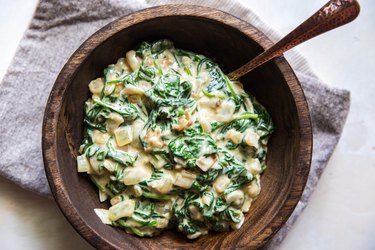 bowl of homemade creamed spinach