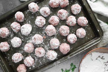 Roll the meatballs in all-purpose flour