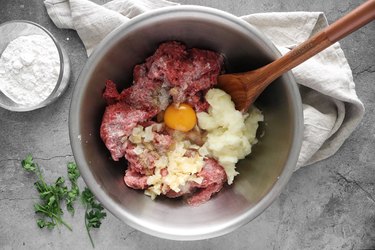 Combine meatball ingredients in a bowl