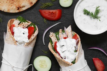 Chicken gyros with fresh tzatziki sauce