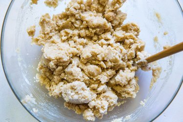 Cobbler topping in a mixing bowl