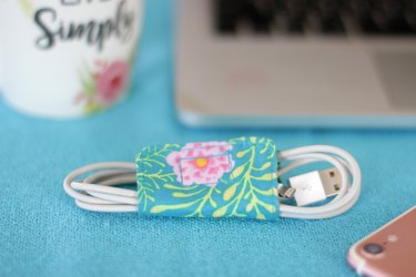 Keep those cords under control and detangled with these cute cord holders that you made yourself from a couple of pieces of scrap fabric.
