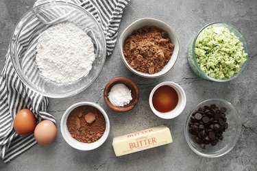 Ingredients for chocolate zucchini bread