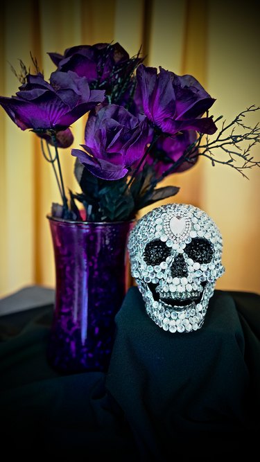DIY Gemstone Studded Halloween Skull
