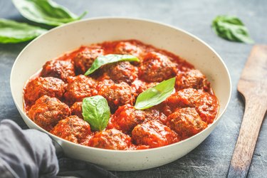 Close-Up Of Meatball In Bowl On Table