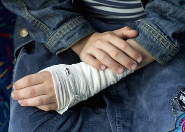 Bandaged hand, close-up