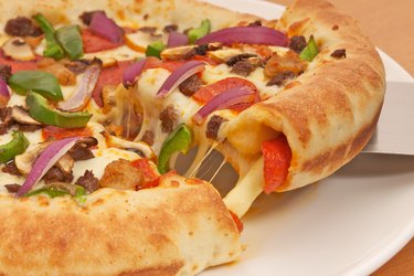 Stuffed Crust Pizza with Meat and Vegetables