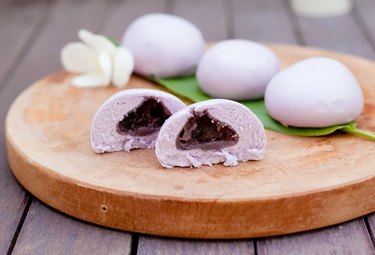 Traditional asian rice cake on a wooden background. Vietnames dessert.