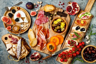 Appetizers table with Italian antipasti