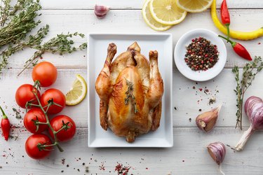 Roasted turkey with herbs and spices for holiday dinner