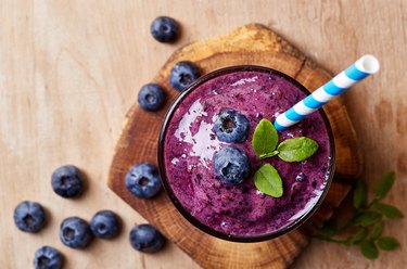 Glass of blueberry smoothie